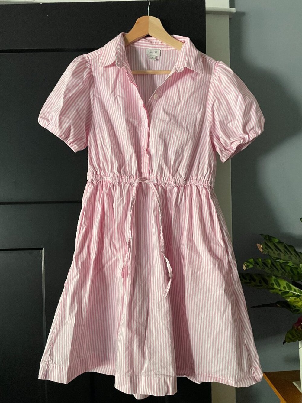J. Crew Pink Striped Cotton-blend Shirtdress, Size 2 (XS)